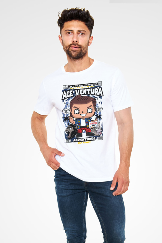 Ace Ventura Baskılı Unisex Beyaz Tişört