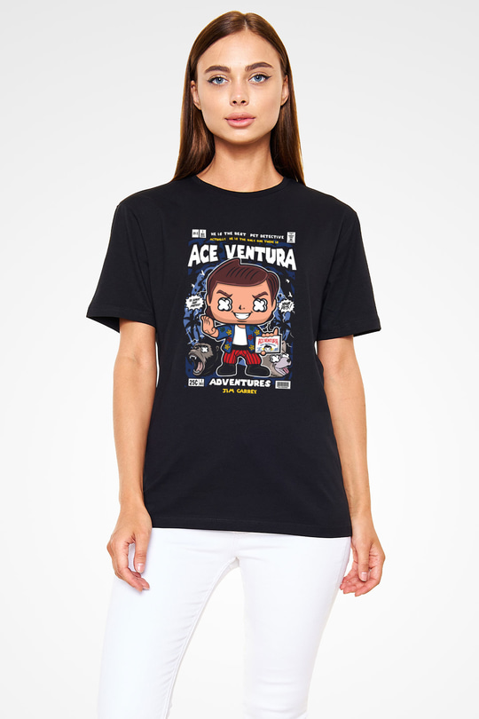 Ace Ventura Baskılı Unisex Siyah Tişört