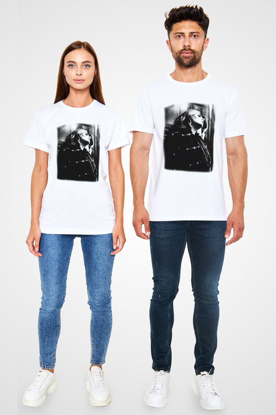 Adele Beyaz Unisex Tişört T-Shirt - TişörtFabrikası