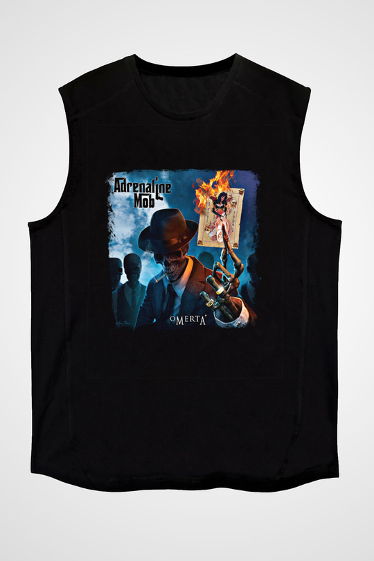Adrenaline Mob Baskılı Unisex Siyah Kolsuz Tişört