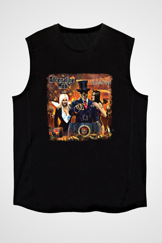 Adrenaline Mob Baskılı Unisex Siyah Kolsuz Tişört