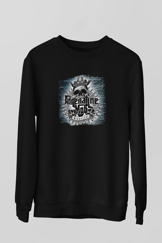 Adrenaline Mob Baskılı Unisex Siyah Sweatshirt