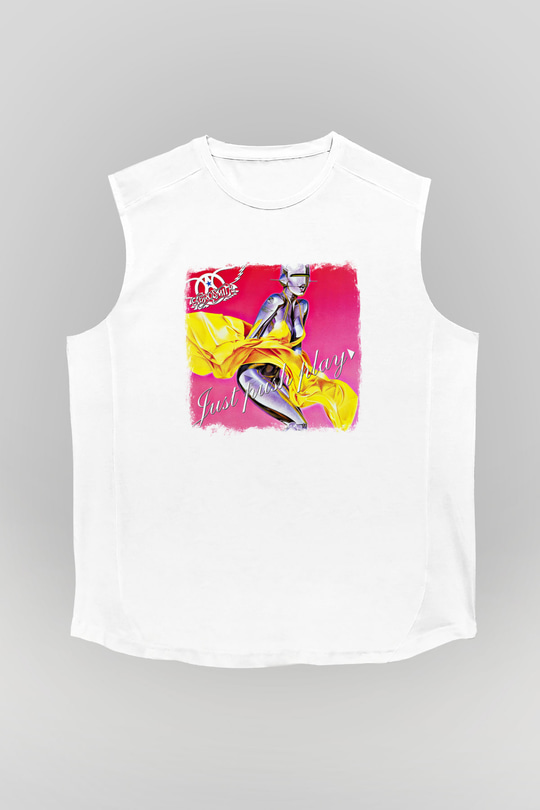 Aerosmith Baskılı Unisex Beyaz Kolsuz Tişört