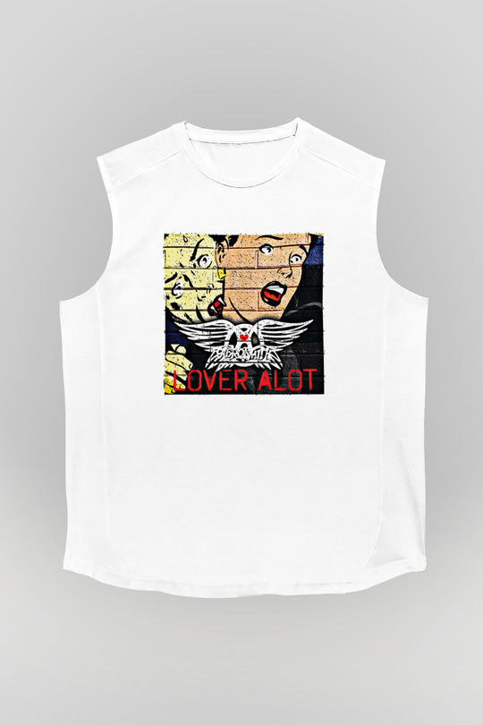 Aerosmith Baskılı Unisex Beyaz Kolsuz Tişört