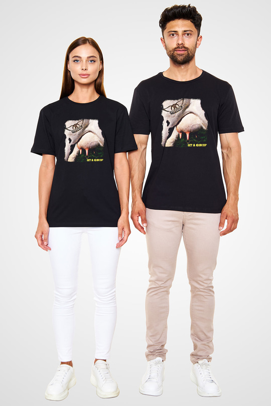 Aerosmith Baskılı Unisex Siyah Tişört