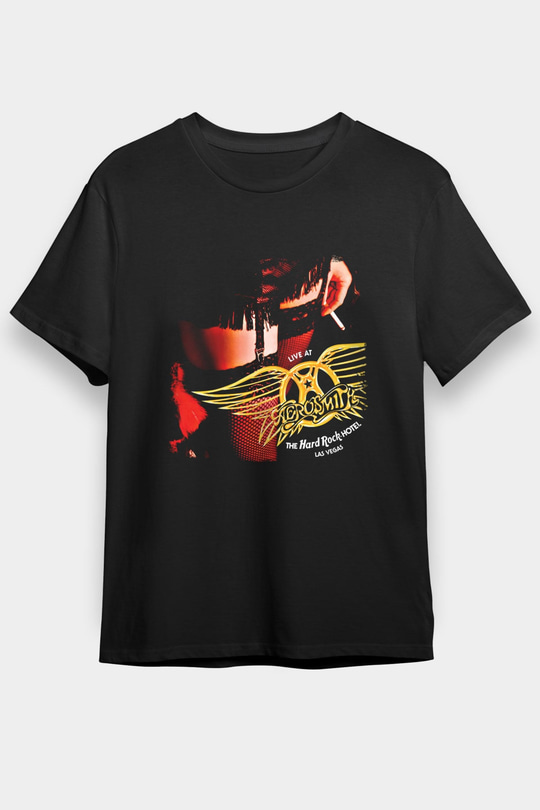 Aerosmith Baskılı Unisex Siyah Tişört