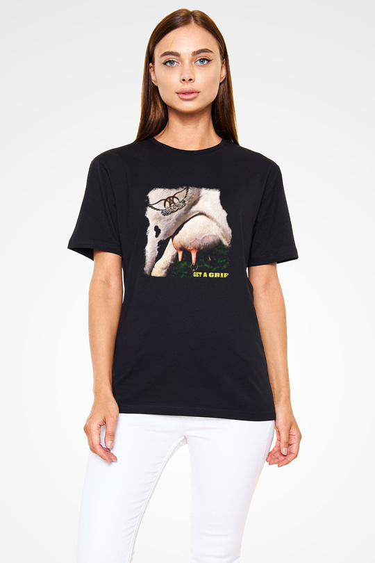 Aerosmith Baskılı Unisex Siyah Tişört