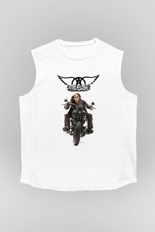 Aerosmith Beyaz Unisex Kolsuz Tişört