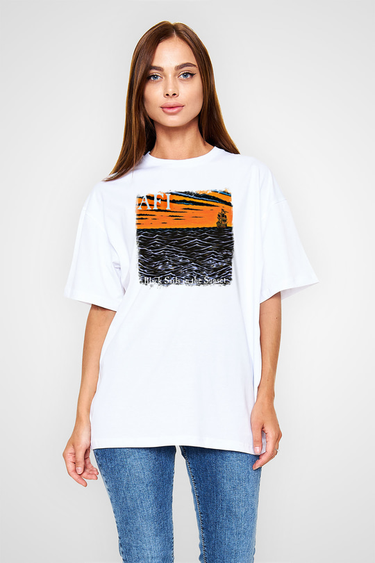 Afi Baskılı Unisex Beyaz Oversize Tişört