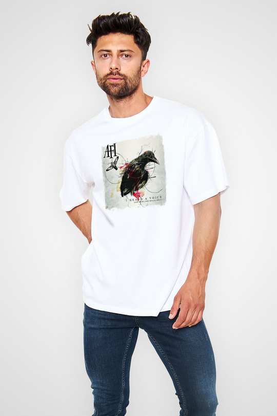 Afi Baskılı Unisex Beyaz Oversize Tişört