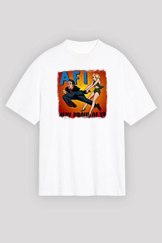 Afi Baskılı Unisex Beyaz Oversize Tişört