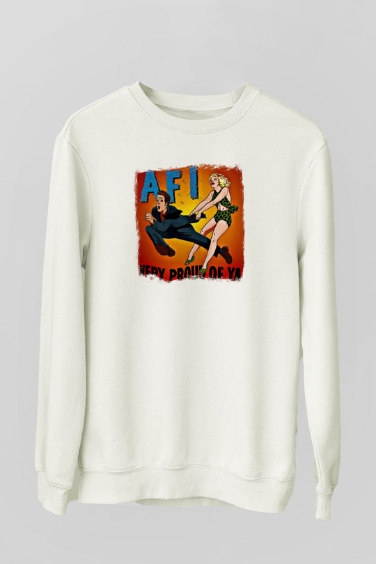 Afi Baskılı Unisex Beyaz Sweatshirt