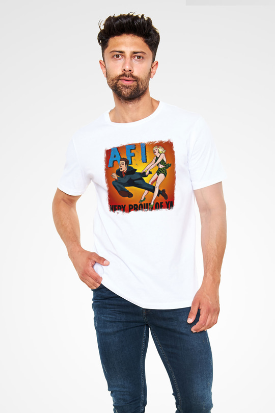 Afi Baskılı Unisex Beyaz Tişört