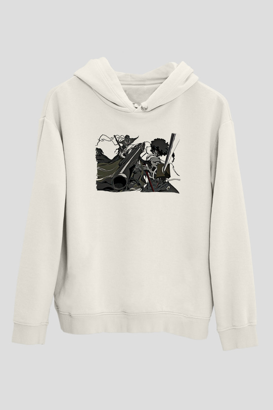 Afro Samurai Baskılı Beyaz Unisex Hoodie