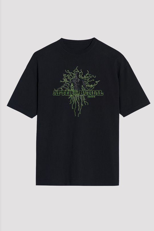 After The Burial Baskılı Unisex Siyah Oversize Tişört - Tshirt