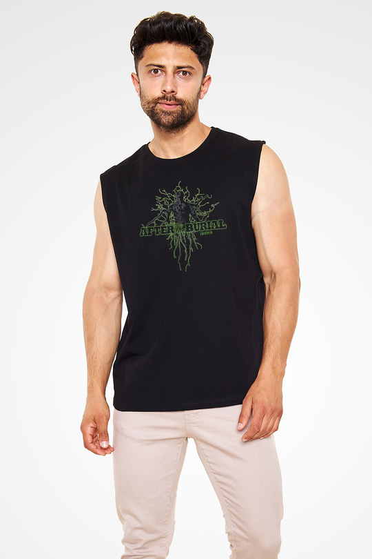 After The Burial Baskılı Unisex Siyah Kolsuz Tişört - Tshirt