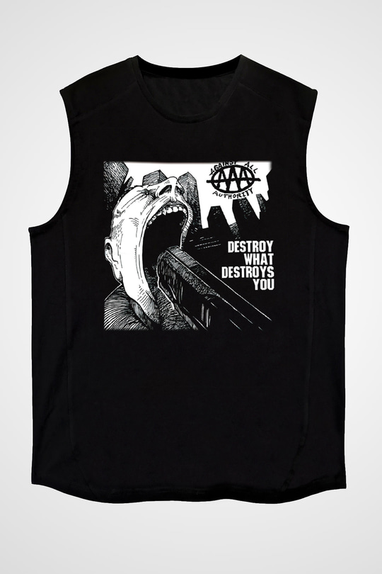 Against All Authority Siyah Unisex Kolsuz Tişört