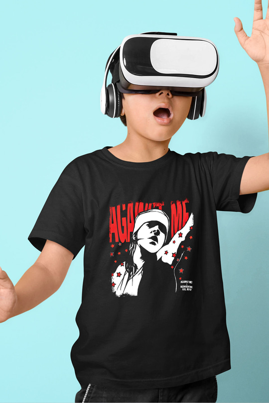 Against Me Baskılı Unisex Siyah Çocuk Tişört