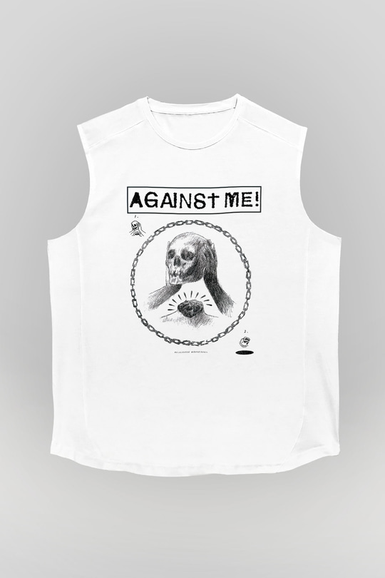Against Me Beyaz Unisex Kolsuz Tişört