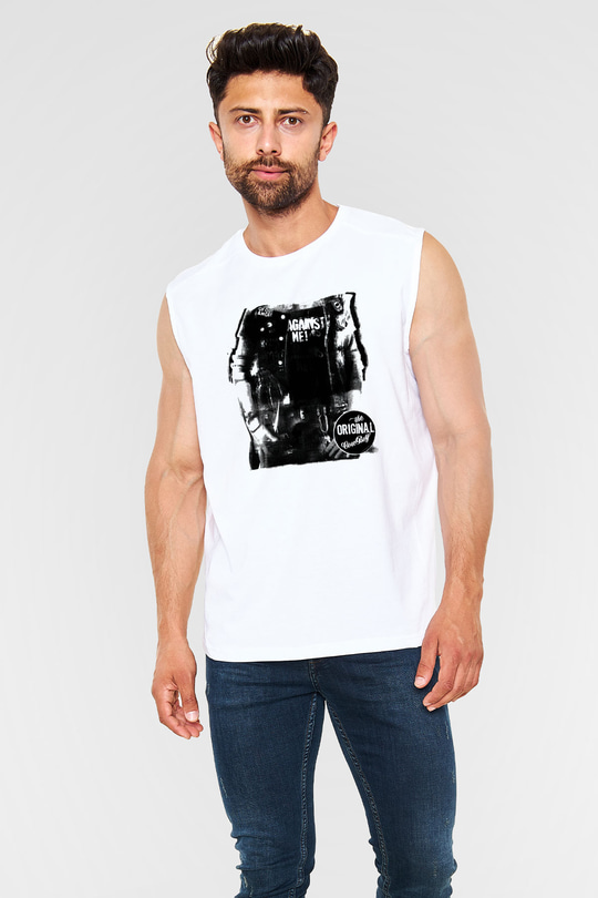 Against Me Beyaz Unisex Kolsuz Tişört