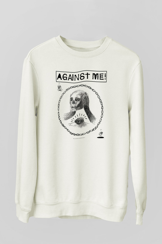 Against Me Beyaz Unisex Sweatshirt