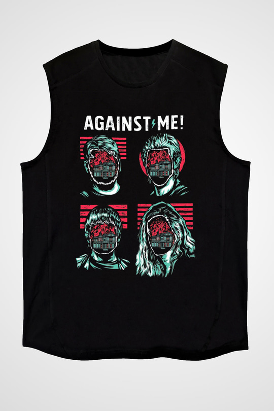 Against Me Siyah Unisex Kolsuz Tişört