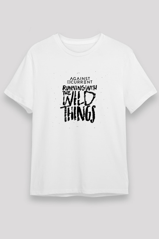 Against The Current Baskılı Unisex Beyaz Tişört
