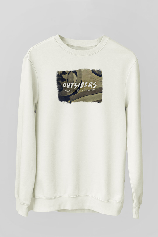 Against The Current Baskılı Unisex Beyaz Sweatshirt