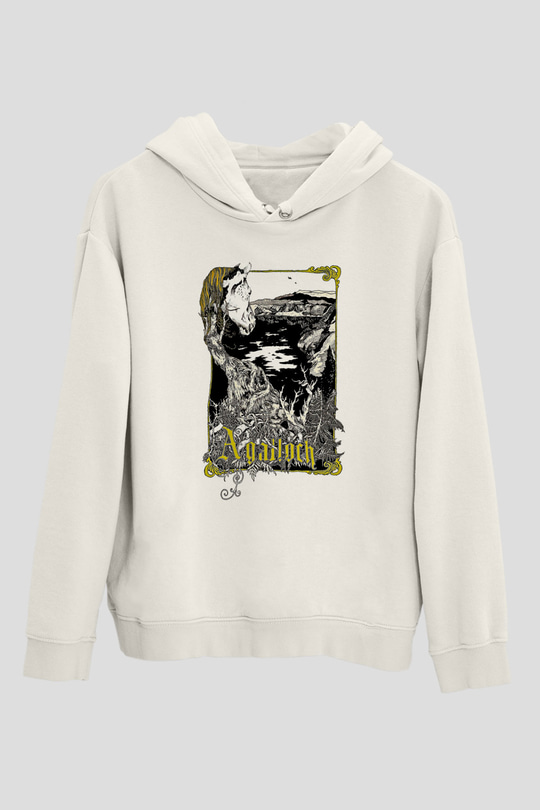 Agalloch Baskılı Beyaz Unisex Kapüşonlu Sweatshirt