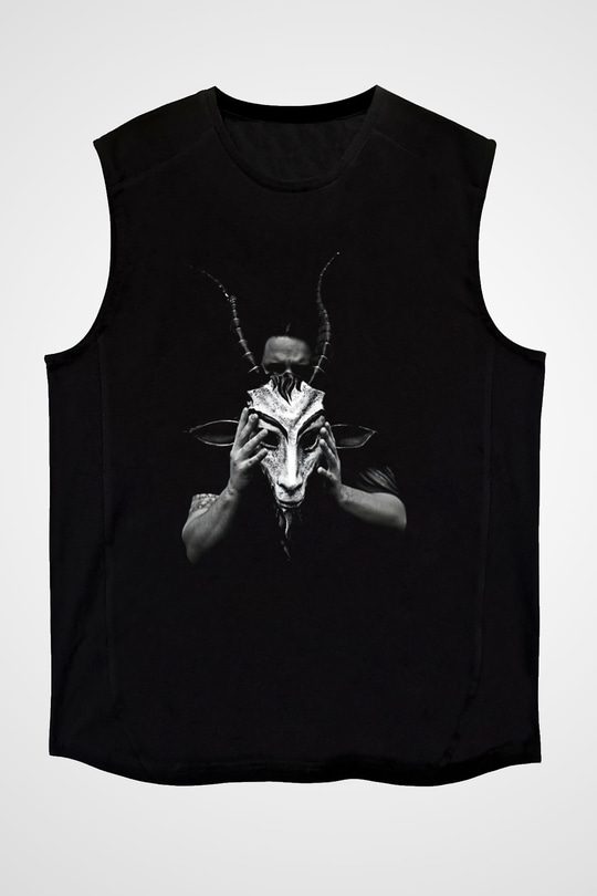 Agalloch Baskılı Unisex Siyah Kolsuz Tişört - Tshirt