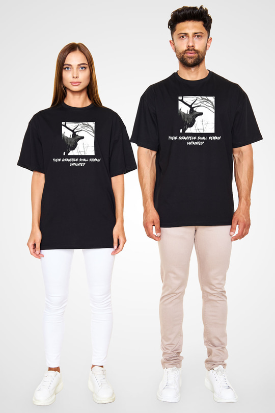 Agalloch Baskılı Unisex Siyah Oversize Tişört - Tshirt