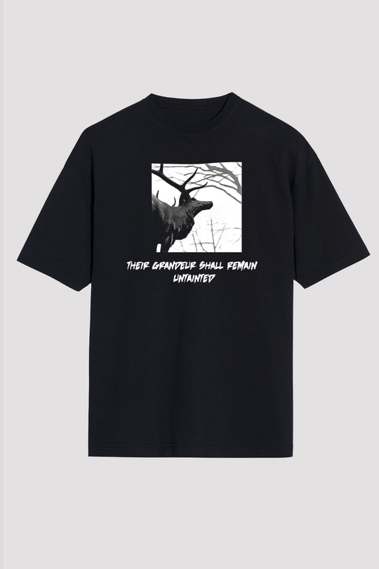 Agalloch Baskılı Unisex Siyah Oversize Tişört - Tshirt
