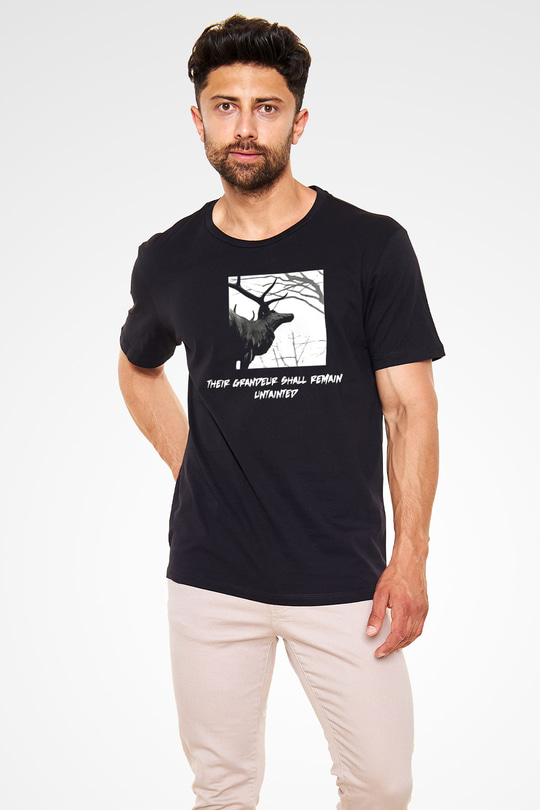 Agalloch Baskılı Unisex Siyah Tişört - Tshirt
