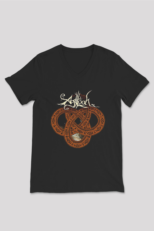 Agalloch Baskılı Unisex Siyah V Yaka Tişört - Tshirt
