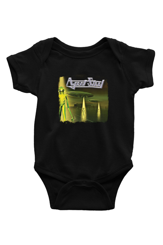 Agent Steel Baskılı Unisex Siyah Bebek Body - Zıbın