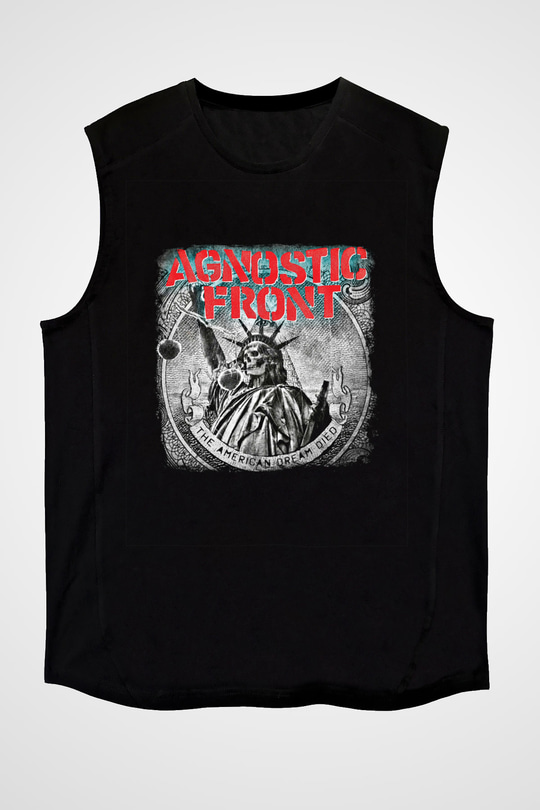 Agnostic Front Baskılı Unisex Siyah Kolsuz Tişört