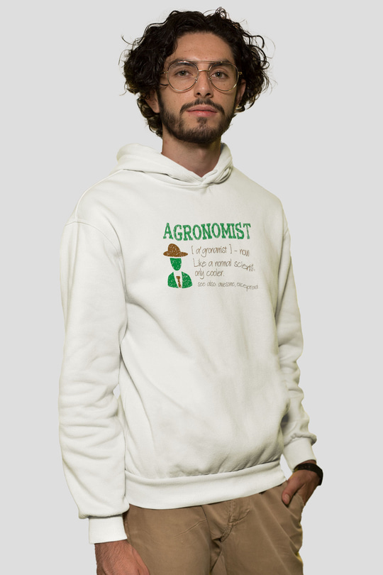 Agronomist Beyaz Unisex Kapüşonlu Sweatshirt