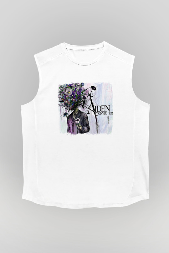Aiden Baskılı Unisex Beyaz Kolsuz Tişört