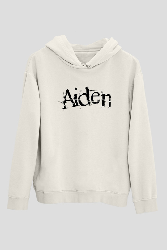 Aiden Beyaz Unisex Kapşonlu Sweatshirt