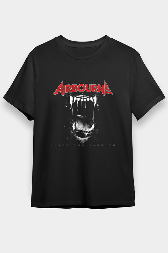 Airbourne Baskılı Unisex Siyah Tişört