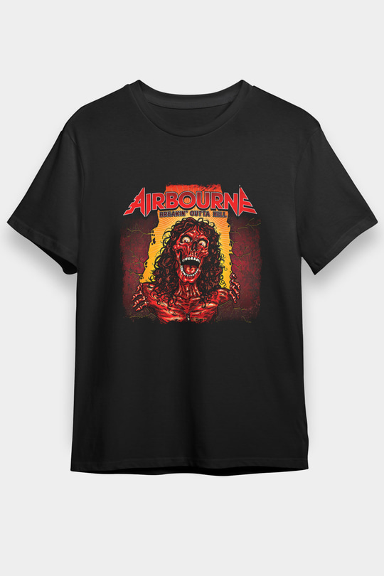 Airbourne Baskılı Unisex Siyah Tişört