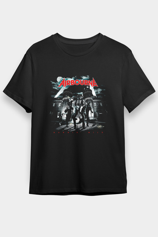 Airbourne Baskılı Unisex Siyah Tişört