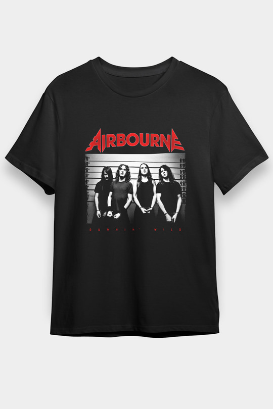 Airbourne Baskılı Unisex Siyah Tişört