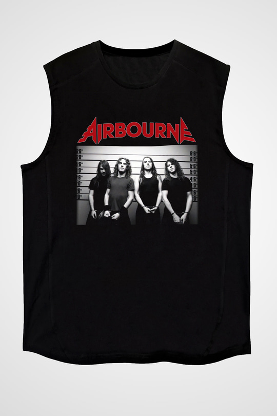 Airbourne Siyah Unisex Kolsuz Tişört