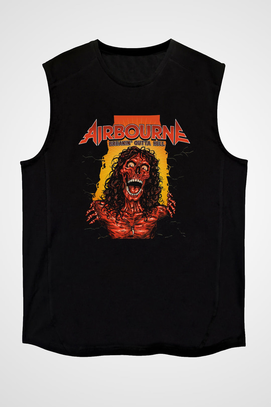 Airbourne Siyah Unisex Kolsuz Tişört
