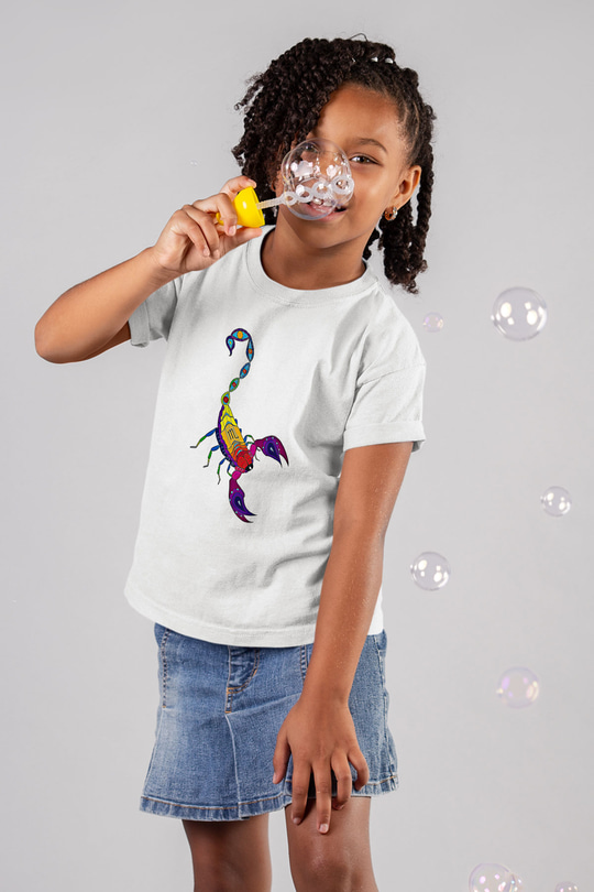 Akrep Burcu Baskılı Beyaz Unisex Beyaz Çocuk Tişört - Tshirt