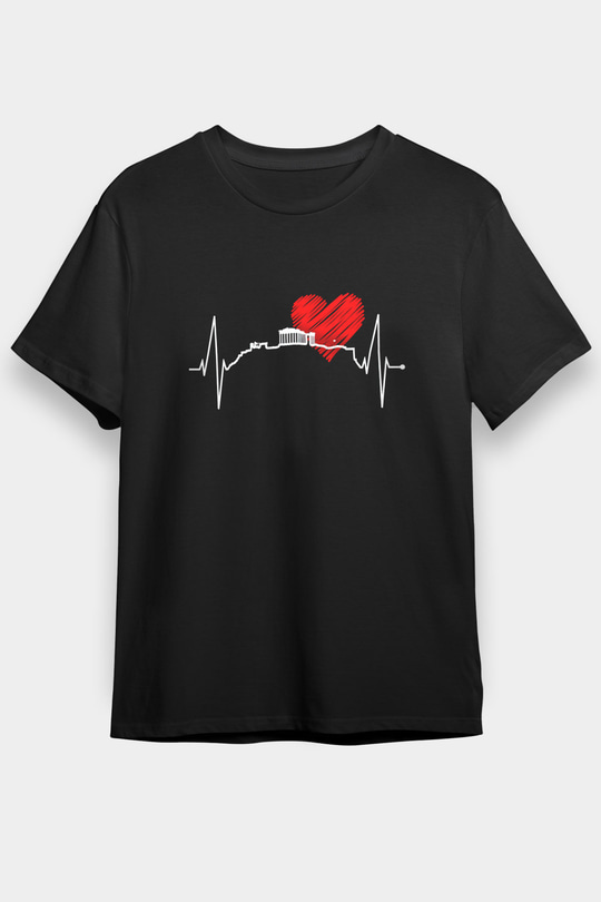 Akropolis Siyah Unisex Tişört T-Shirt - TişörtFabrikası