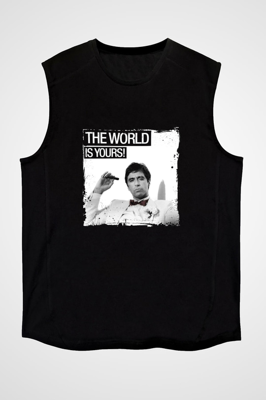 Al Pacino Baskılı Unisex Siyah Kolsuz Tişört