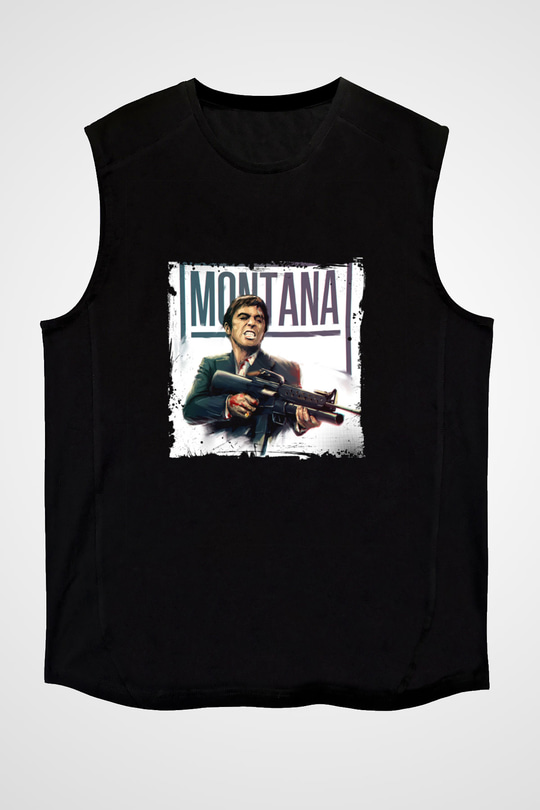 Al Pacino Baskılı Unisex Siyah Kolsuz Tişört