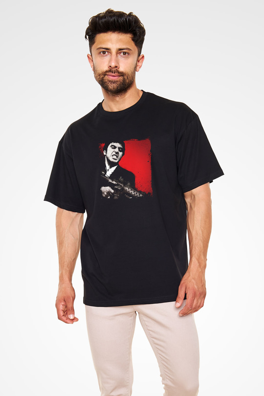 Al Pacino Baskılı Unisex Siyah Oversize Tişört
